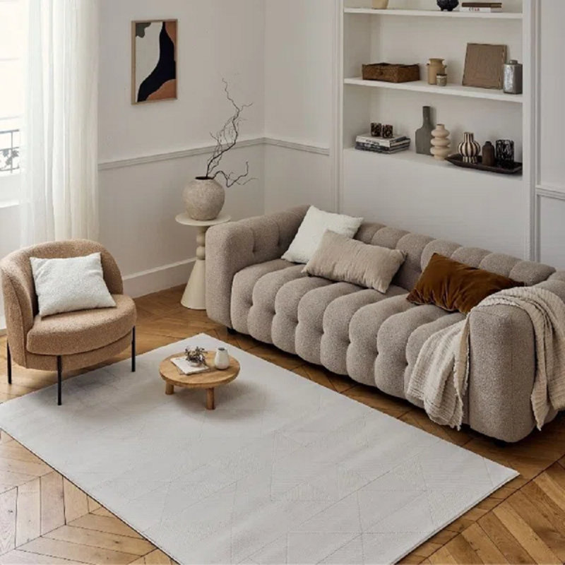 Carmel Modern Geometric Patterned Cream Area Rug, Rectangle 120 x 170 cm