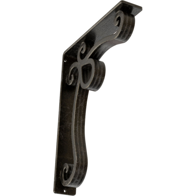 Support en fer forgé Orléans (accoudoir central triple), l 2 po x P 10 po x H 12 po, argent chaud antique