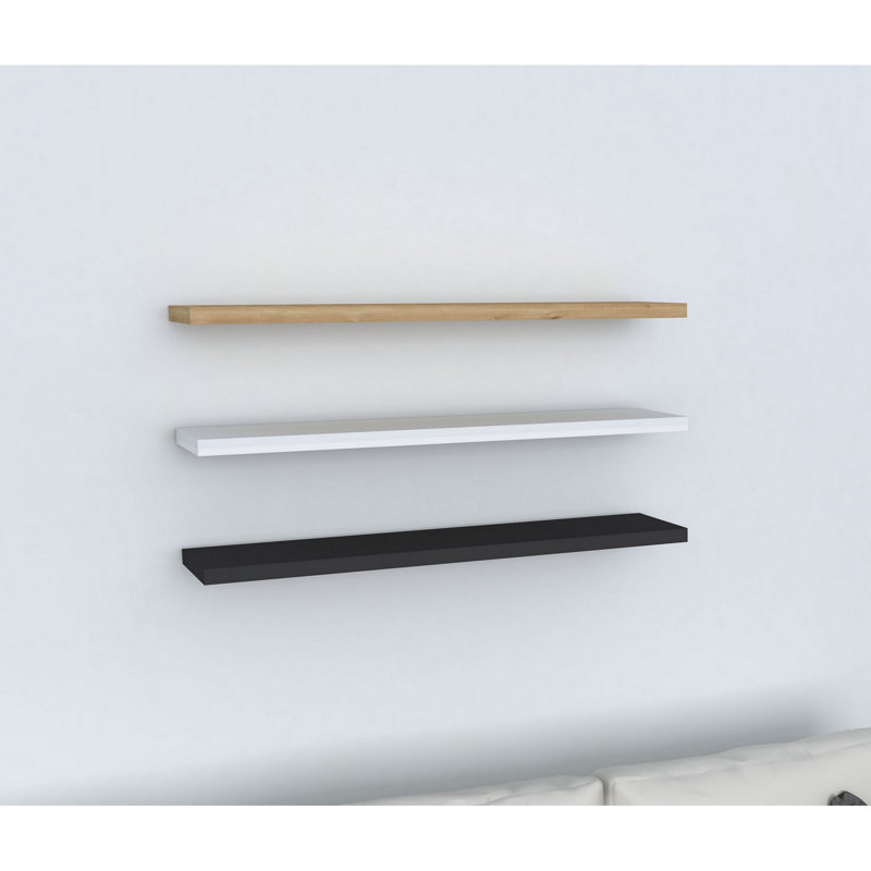 Bunce 3 Piece Floating Shelf, Brown/White/Black
