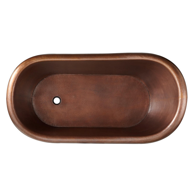 1676.4mm x 838.2mm Freestanding Soaking Copper Bathtub