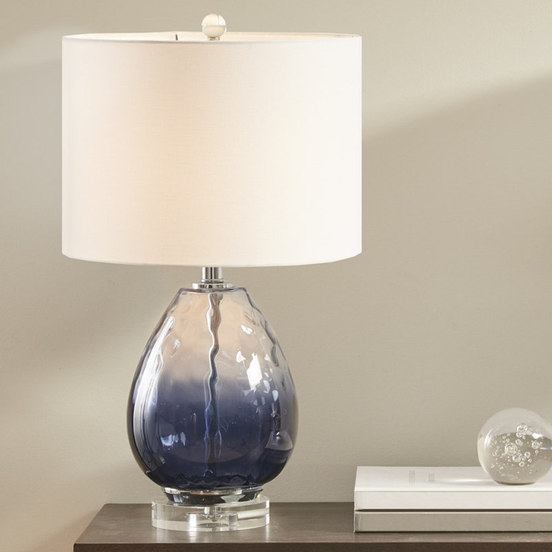 Lampe de table en verre Ombre, Bleu très foncé