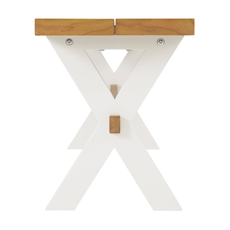 Chelsea 48" Warm Cherry and White Dining Bench with X-Leg Base