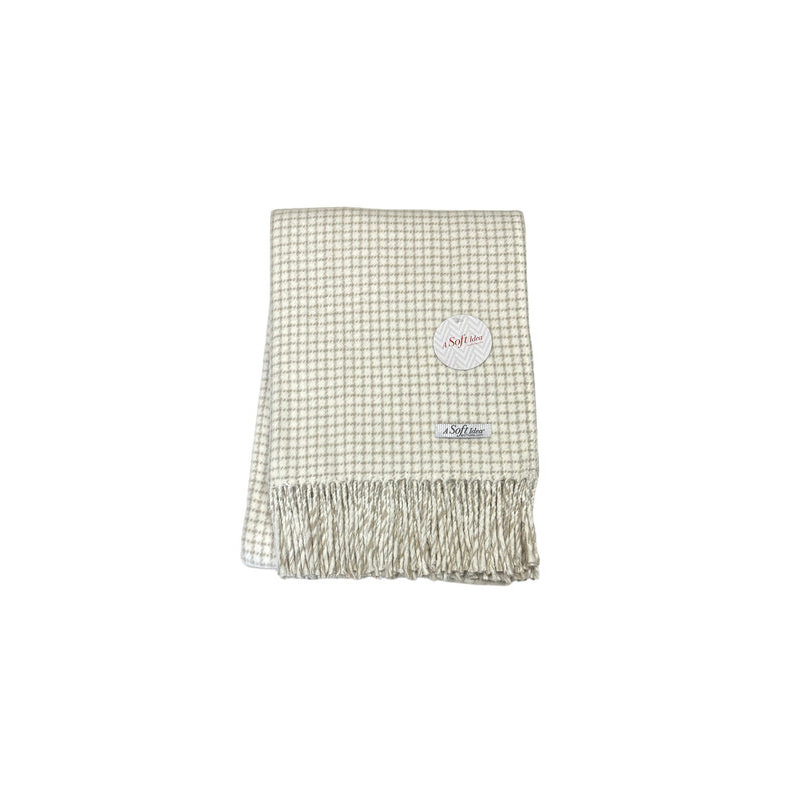 Jeté à petits carreaux, L 67 po x l 50 po, Crème / brun clair à carreaux