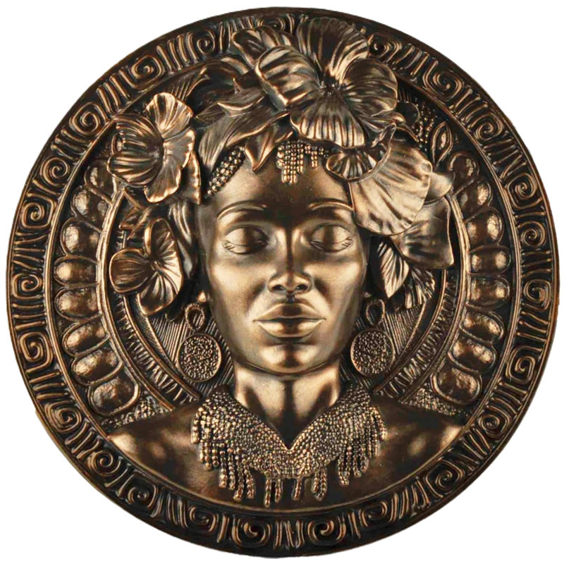 Décoration murale belle femme tribale africaine, Bronze