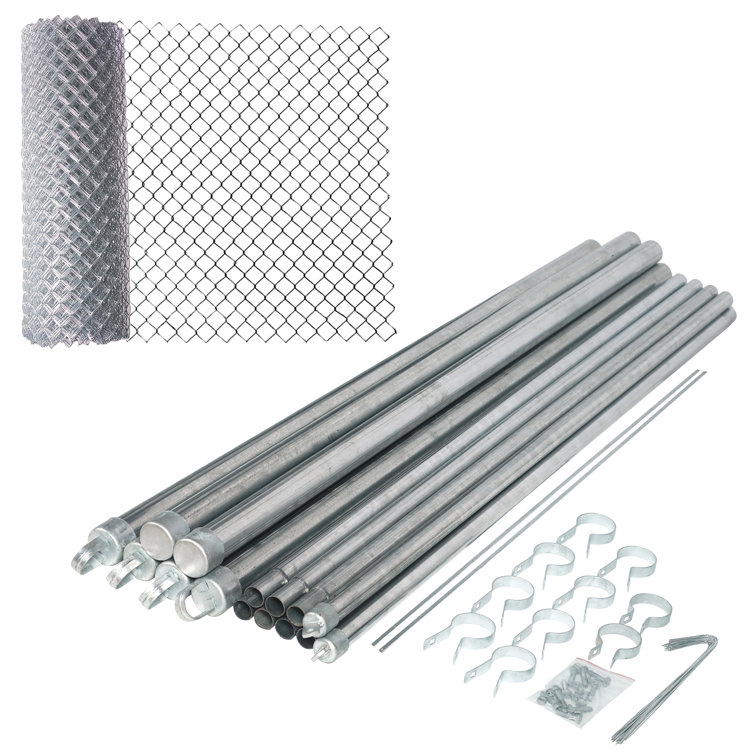 Galvanized Steel 12.5 AW Gauge Chain Link Fence Complete Kit 50 Feet Long