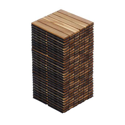 10 tuiles de terrasse à emboîtement 10 pièces, plancher carré en bois franc d'acacia 12 po x 12 po pour patio, banc, bord de piscine, ...