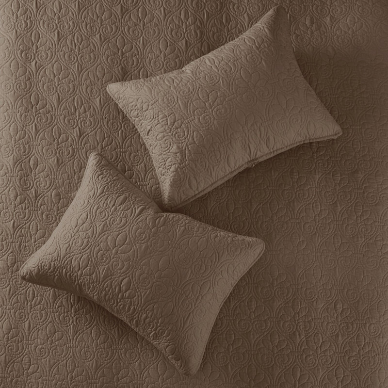 Ensemble de couvre-lit réversible Québec, Couvre-lit simple et 1 taie décorative, Moka