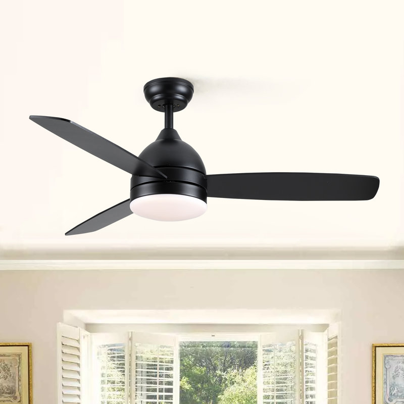 48''-3 Blades Smart Ceiling Fan With LED Light, Remote Control, Works With Alex And Tuya App, Black