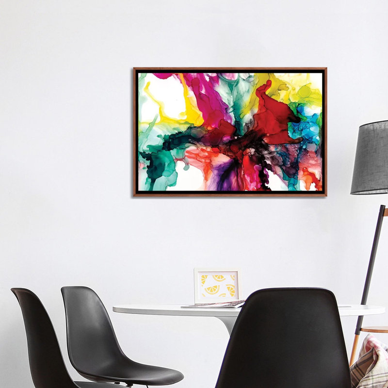 « Jeweltone Prism I » par Jennifer Goldberger-impression, Toile avec cadre en bois classique, H 26 po x l 40 po x 1,5 po