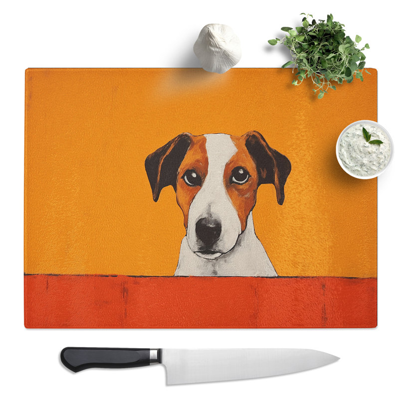 Jack Russell Minimalism  Glass Chopping Board