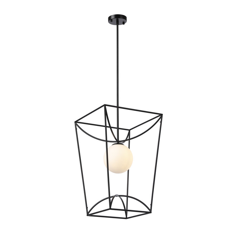 One-Light Black Glass Globe Lantern Pendant Lamp