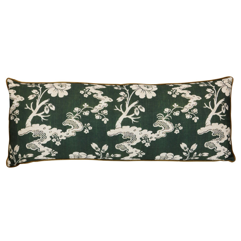 Coussin lombaire en émeraude vert jardin Emerald, 36" x 14"