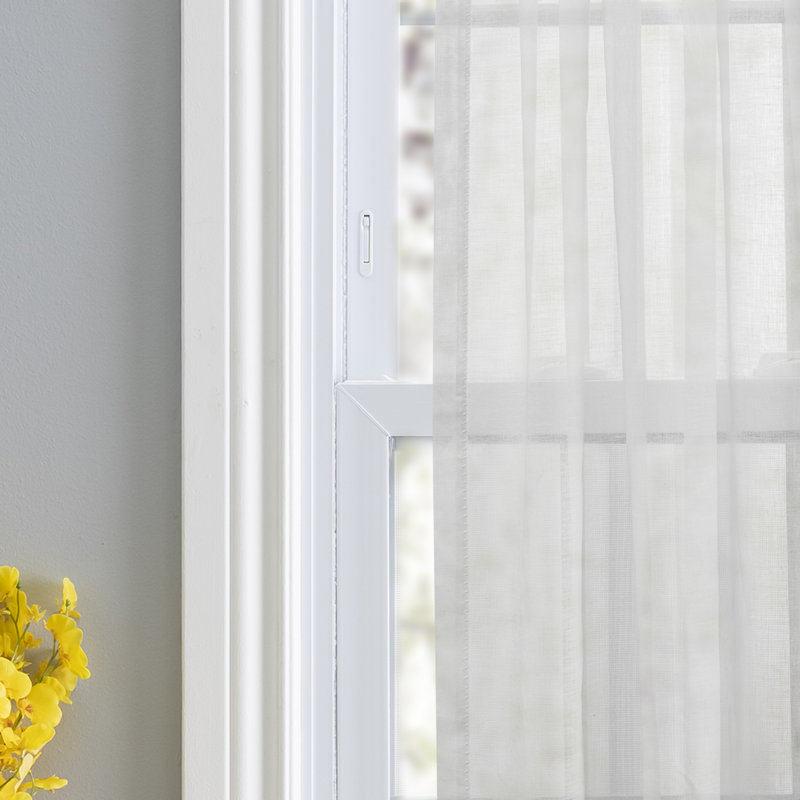 Rasool Semi Sheer Curtain Pair, White, 40" W x 54" L