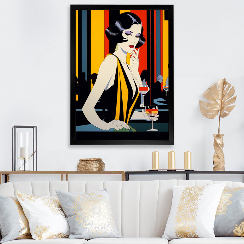 Pop Art Night Life Diva, Cadre simple noir, H 44 po x l 34 po x P 1,5 po
