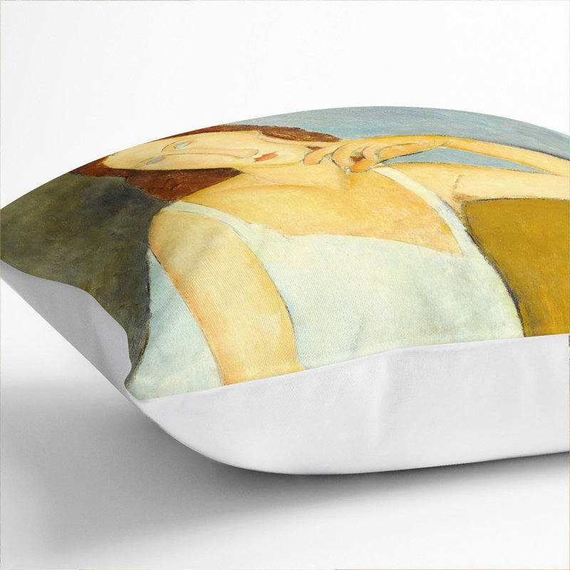 Jeanne Hebuterne Vol.1 Square Throw Cushion, 55cm H x 55cm W x 20cm D, White