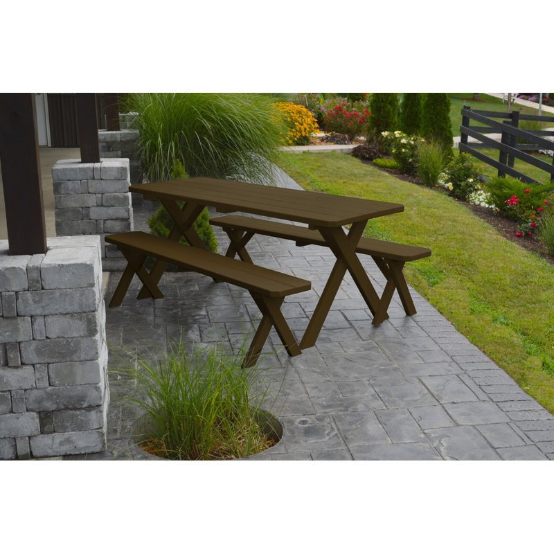 Dyann Rectangular 6 - Person Pine Picnic Table, Coffee, 30" H x 27" W x 70" D