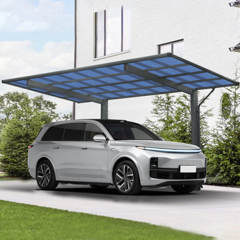 Abri d'auto extérieur, abri d'auto simple en aluminium et panneaux en polycarbonate 17,44 pi * 9 pi * 11 pi pour allée extérieure