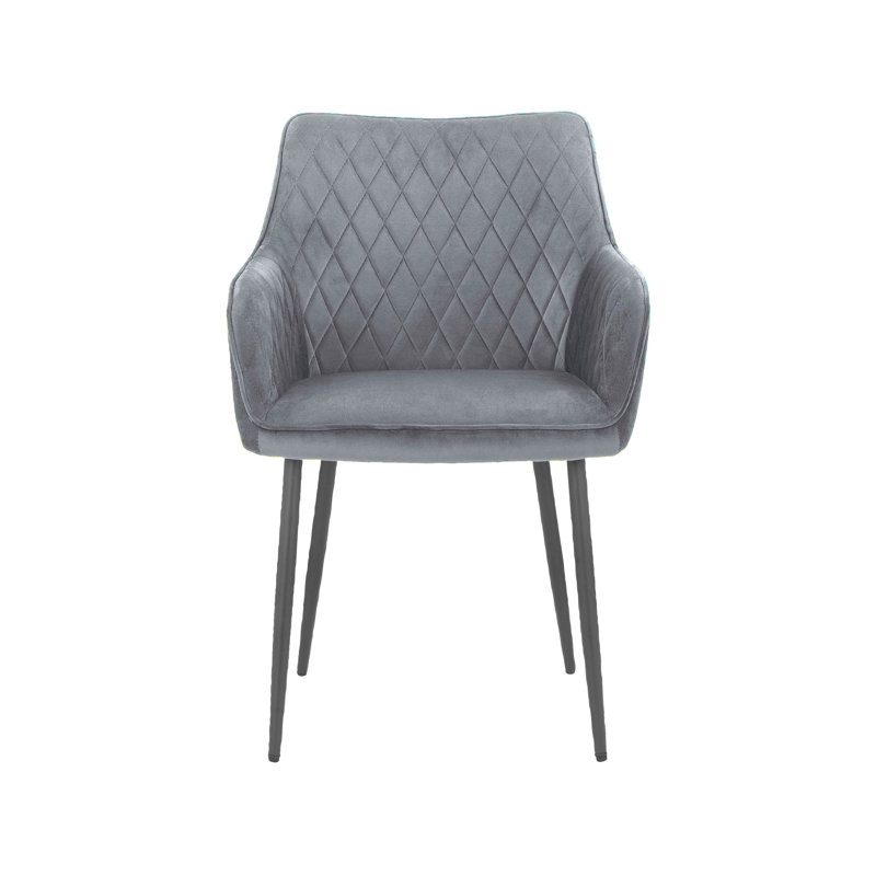 48.5cm H Velvet Upholstered Metal Side Chair, Grey