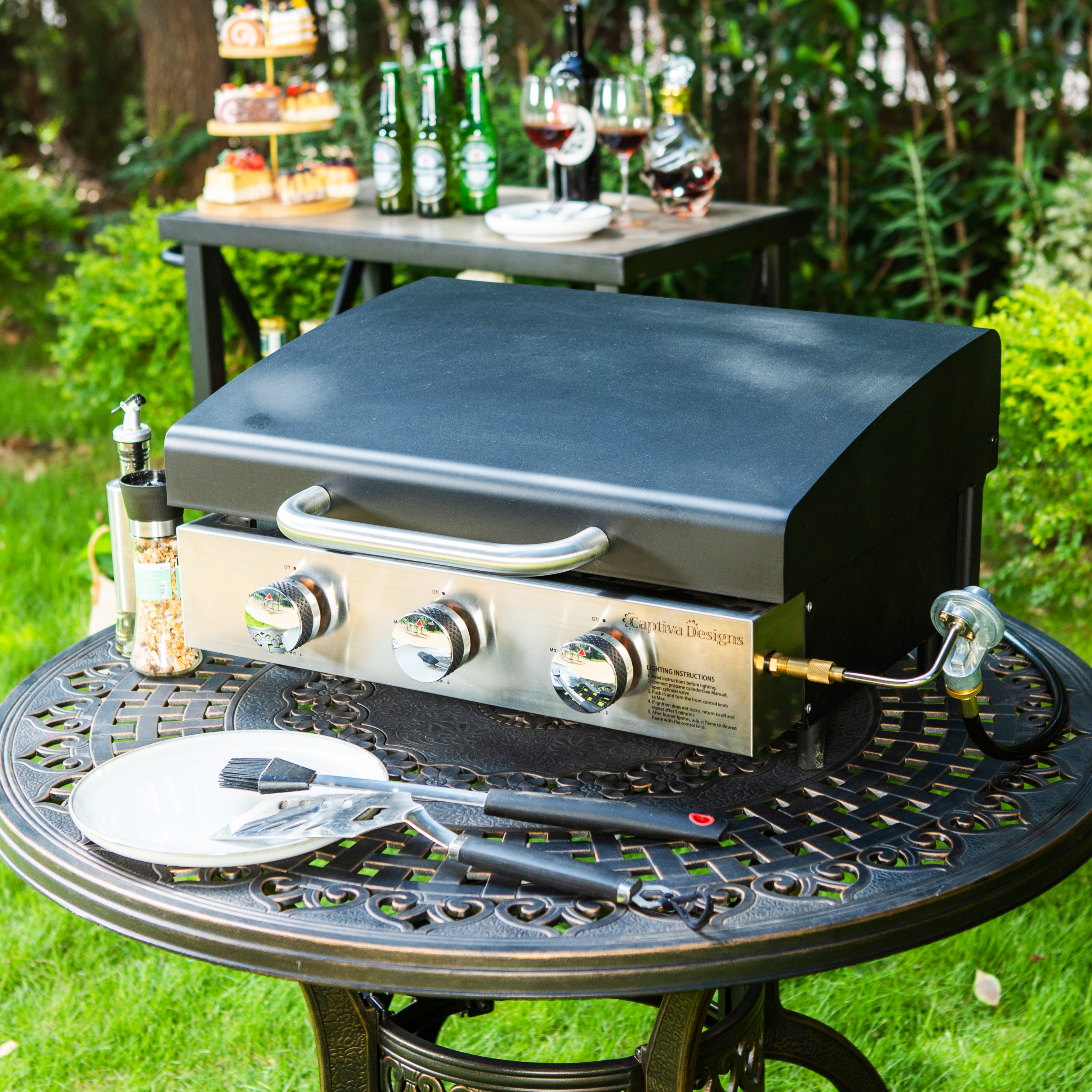 Captiva Designs Portable TableTop Propane Grill with 2 Stainless Steel