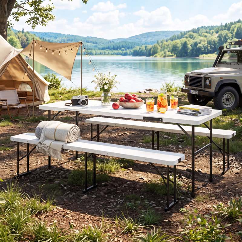 6FT Folding Picnic Table Set with Benches