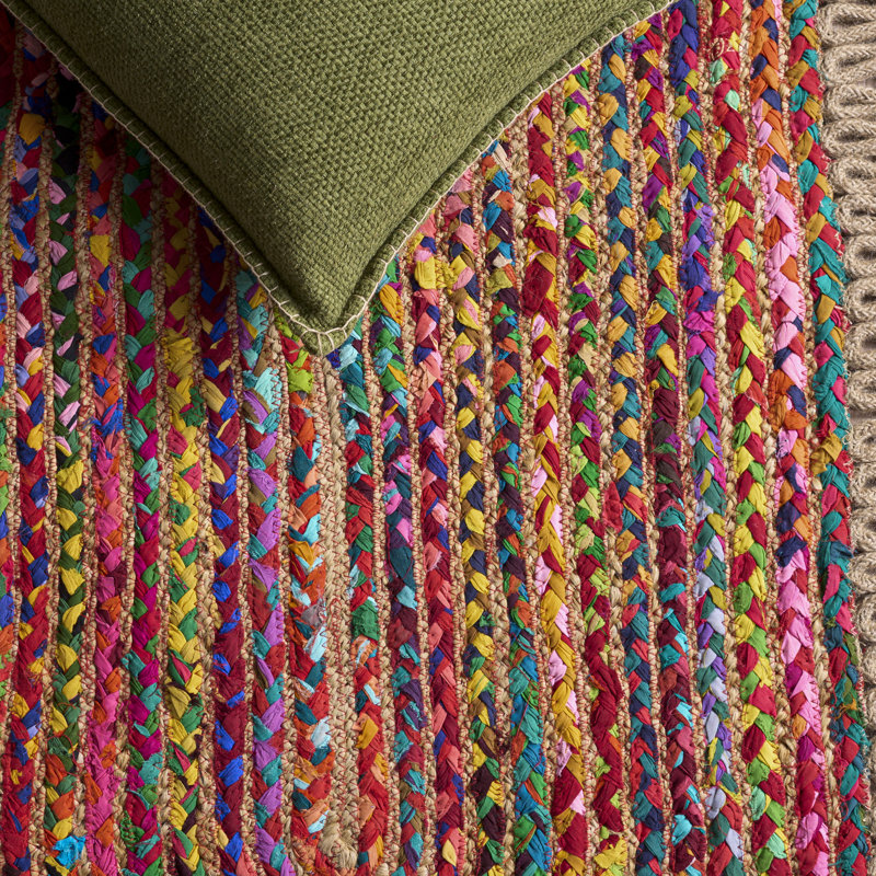 Tapis en jute tissé à la main en coton 0,8 et 0,2 jute Pamphile, Oval 6 pi x 9 pi