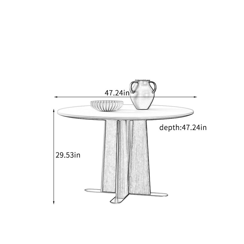 Table de salle à manger Modern Luxury, H 29,53 po x L 47,24 po x l 47,24 po