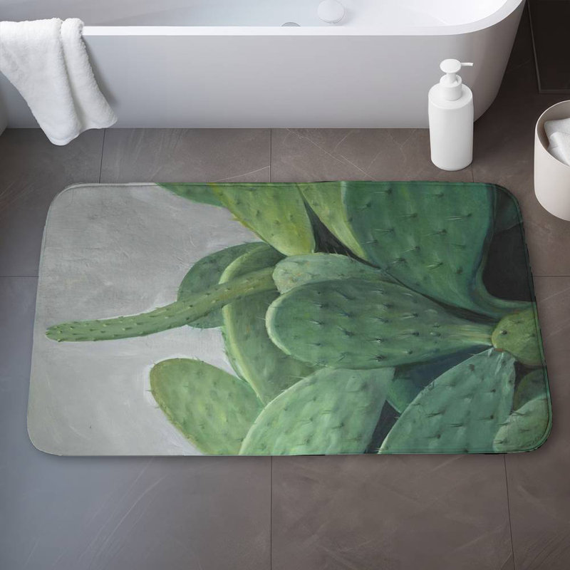 Cactus bundle Bath Mat with Non-Slip Backing - Quick Dry Memory Foam Bathroom Rug - Absorbent - Modern Plush Spa-Style - Machine Washable