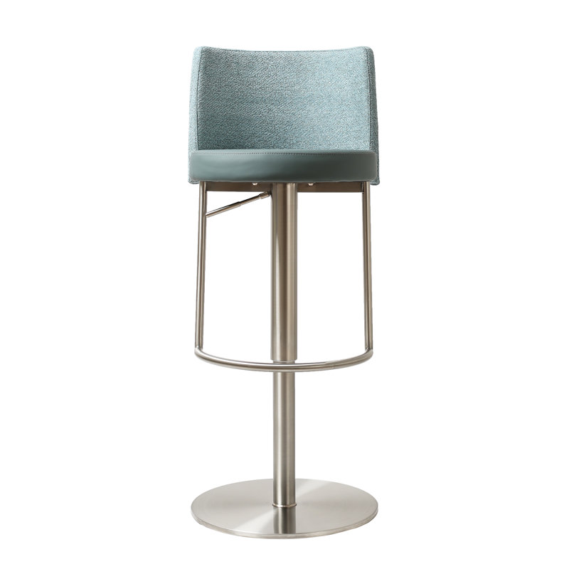 Bergamyer Swivel Upholstered Adjustable Height Counter Stool with Metal Frame, Teal/Silver 