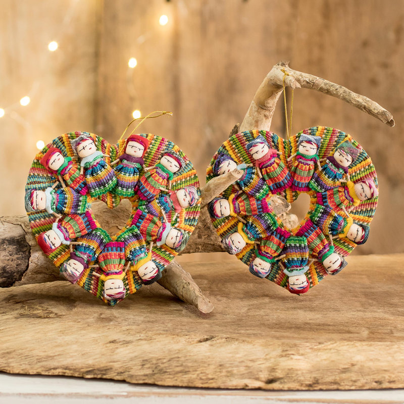 5.5'' Handmade Plaid Fabric People Holiday Shaped Ornament