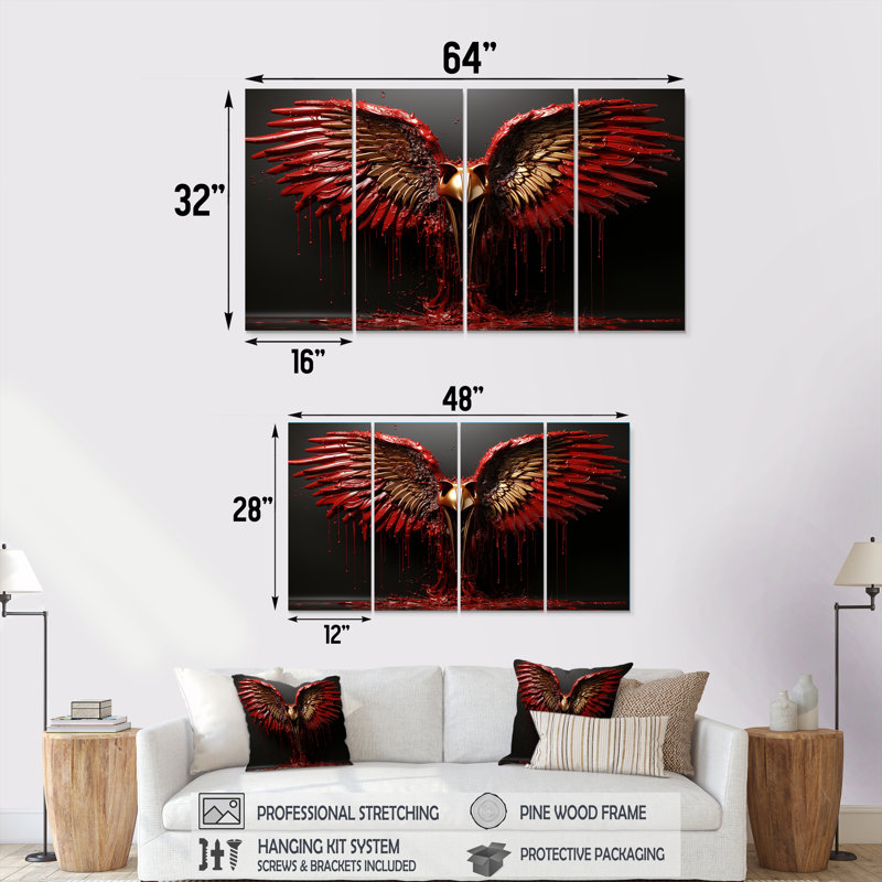 «Royal Wings and Royal Angel Wings II - Fantasy», ensemble de 4 pièces d'art mural, H 28 po x l 48 po