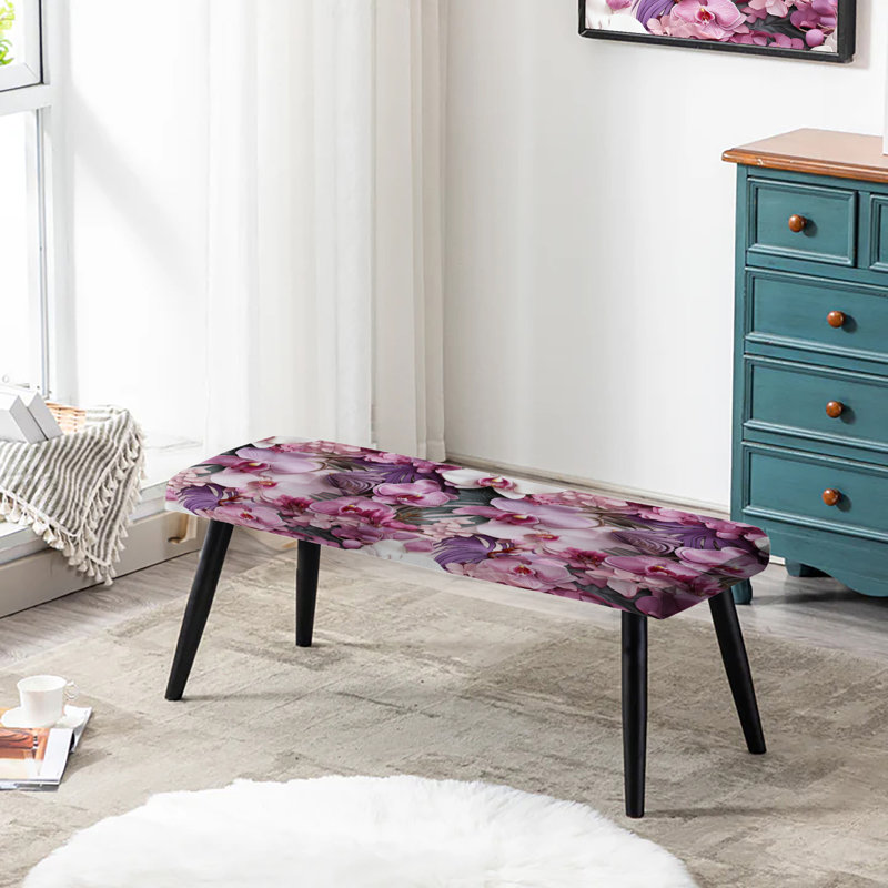 Orchid Dreams - motif tropical - banc rembourré noir Tropical