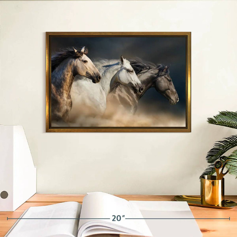 Chevaux magnifiques, Cadre flottant doré, 13 po x 9 po