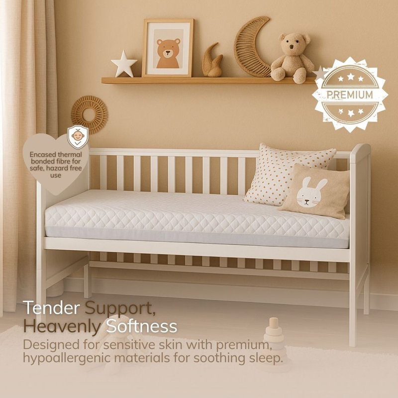 Opulent Home 140x70 Cot Bed Mattress Anti-Allergy Baby Mattress - Extra Thick Support for Newborns, 140cm H x 70cm W x 15cm D