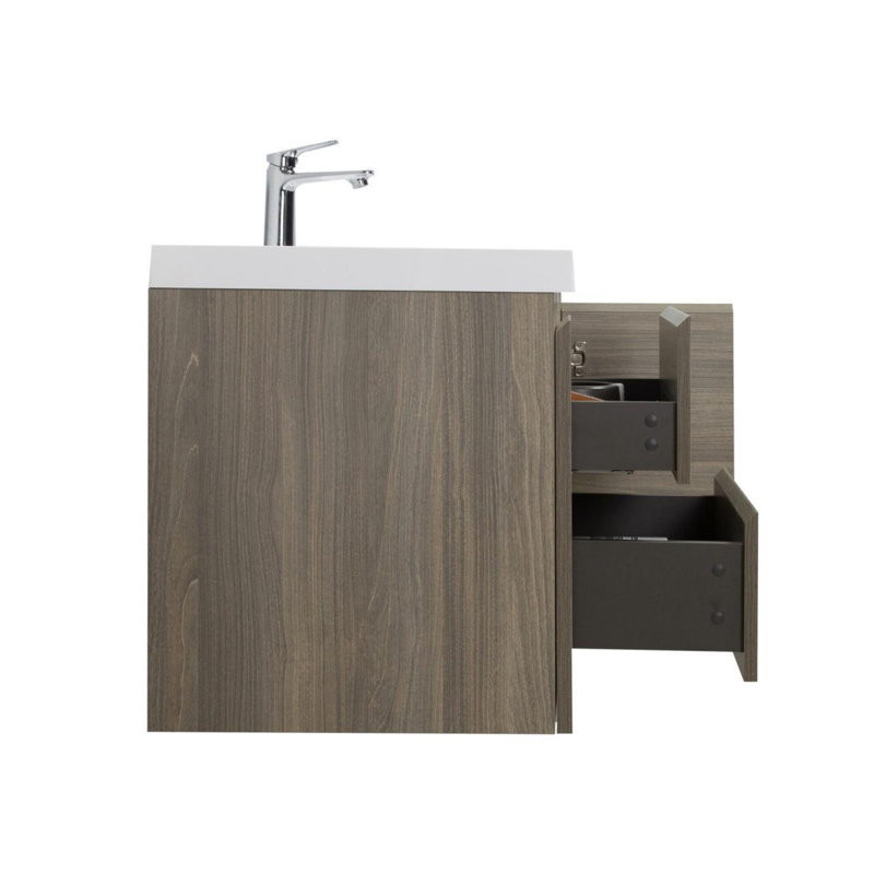 Meuble-lavabo mural moderne pour salle de bain, Gris