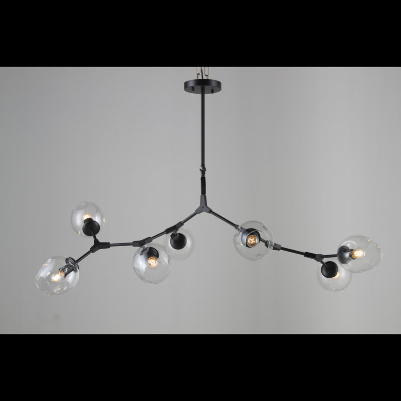 Lustre linéaire 7 lumières spoutnik modern Chilcott, Noir mat