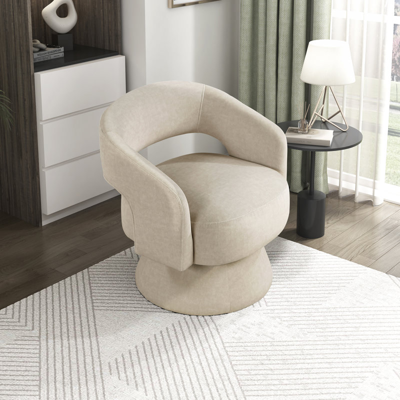 Deryn 27" Modern & Contemporary Swivel Chair with Velvet Fabric Upholstery, 360-Degree Swivel, Foam over Pocket Coils