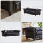 Elegant 85.5" Tech Fabric Chesterfield Sofa - 3-Seater with Rolled Arms & Button Tufting, Perfect for Living Room-1176820249