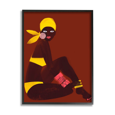 «Woman Sitting Yellow Swimsuit», art de la giclée encadrée par Erin K. Robinson