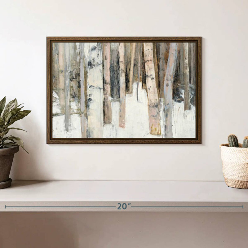 Lumière chaude d'hiver I, 13 po x 9 po, Cadre flottant noyer