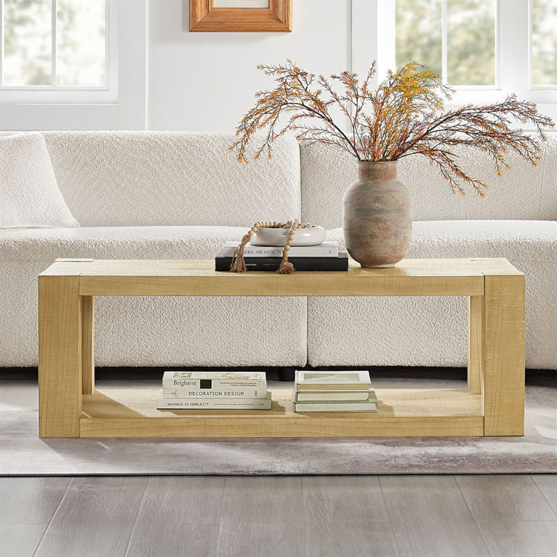 Table basse rectangulaire moderne en bois aggloméré à 2 niveaux de 48 pouces pour salon, couleur moderne
