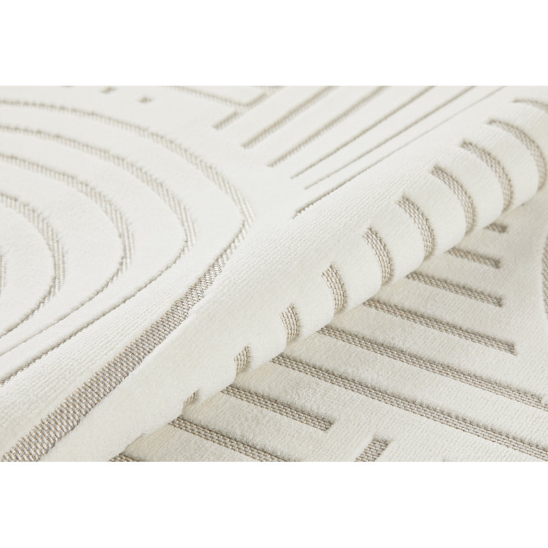 Geometric Pile Low-Effect patterned Machine Woven Ivory Area Rug, Rectangle 200 x 290cm