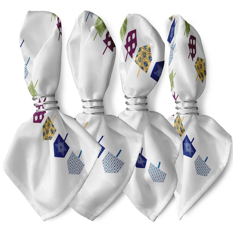 Serviette 22 po doodled dreidels, Blanc