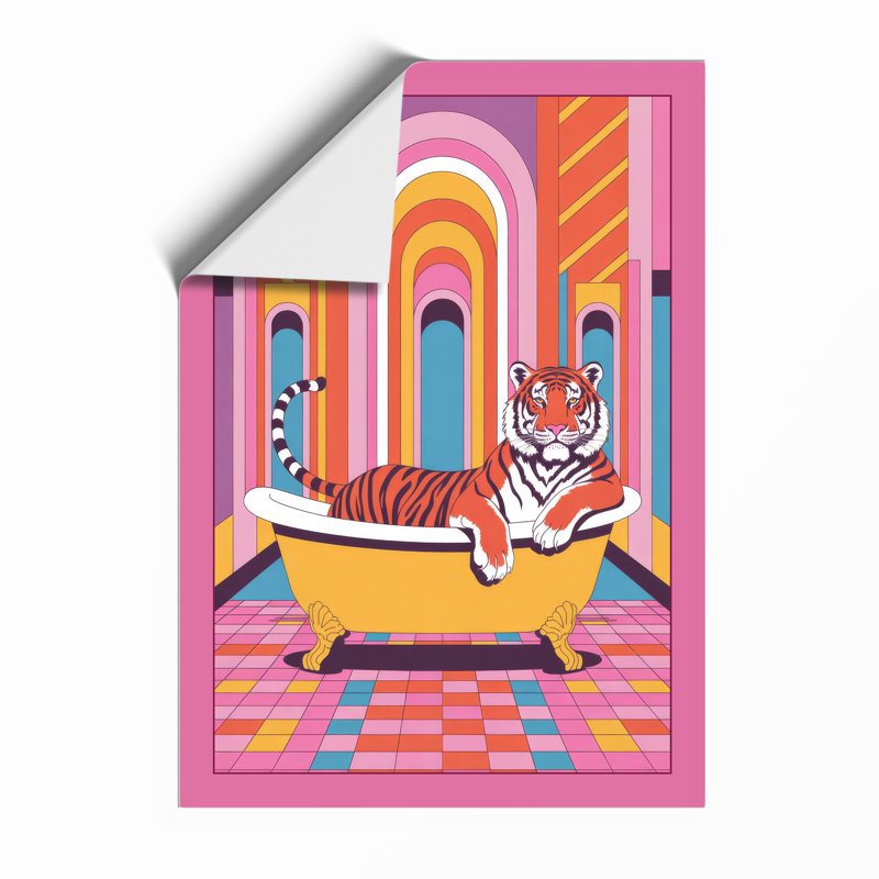 Tigers in the Bathtub Maximalist - Framed Print, A3 - 42.0 x 29.7 cm, Unframed