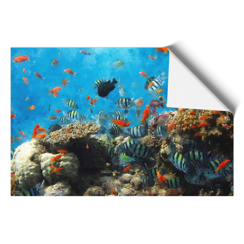 Coral Reef and Fish Painting - Frameless Print, 42cm H x 59cm W x 0.1cm D