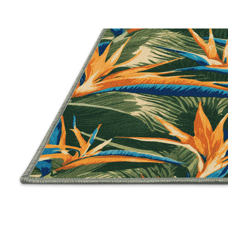  Tapis lavable d'oiseau de paradis hawaïen, Rectangle 6 pi x 9 pi