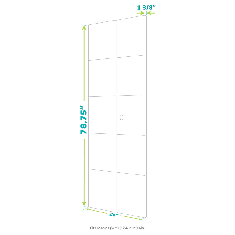 24" x 80" White Frosted Glass Solid Wood Bi-Fold Door