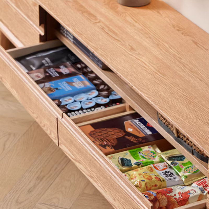 Modern Solid Oak TV Stand, 15.74"H x 70.86"L x 12.56"W