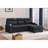 Kaden 93-Inch Black Polished Microfiber Sleeper Sectional Sofa With Right-Facing Chaise – L-Shaped Pull-Out Sleeper Bed, Dual Cupholders, Storage Arms, Contemporary Functional Design