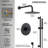 10" Pressure-Balanced Rain Shower System with Adjustable Slide Bar Handheld Shower and Rough-In Valve-107557319