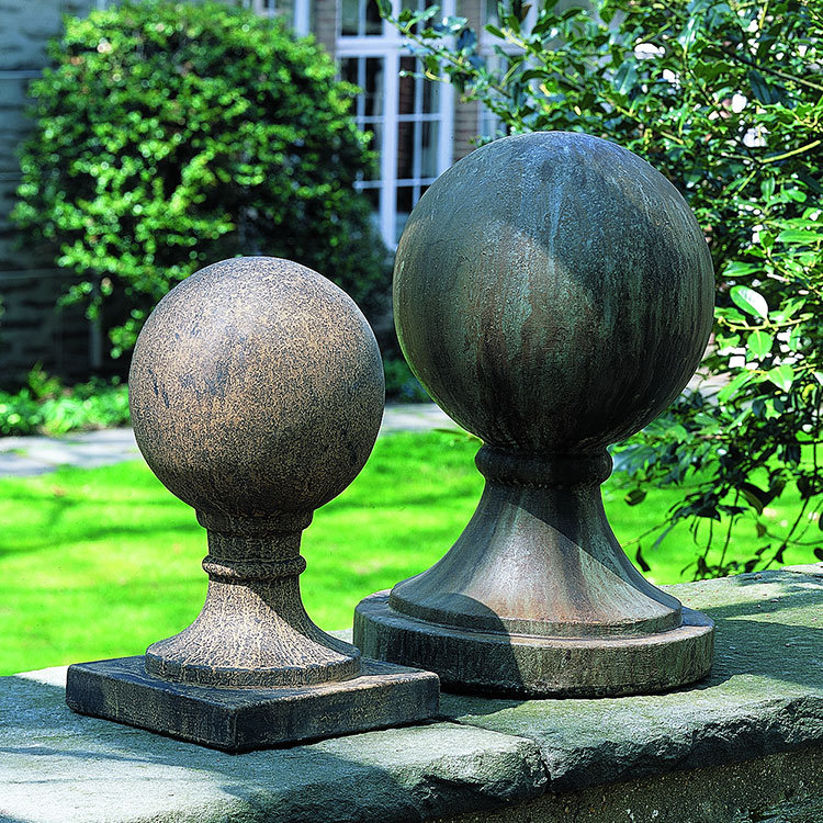 Small Sphere Square Base Finial Statue, Alpine Stone